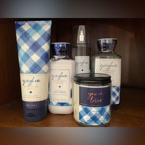 GINGHAM 5 PC SET Candle Lotion Mist Shower Gel Body Cream B&BW Retired Se
